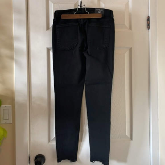 Just black denim distressed hem high rise black jeans punk goth rocker biker - Picture 7 of 9